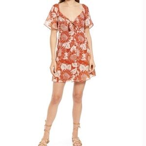 Madewell Silk Tie-Front Mini Dress in Sunflower Season floral print, flower
